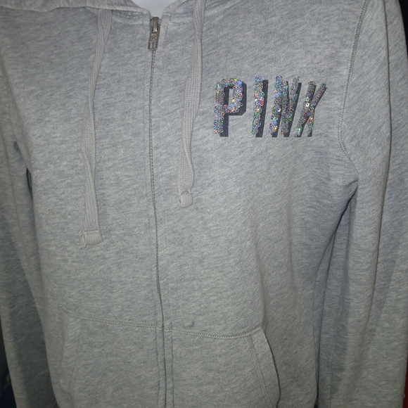 VS PINK Bling Hawaii Hoodie Full Zip with Large Pink Hibiscus GORGEOUS - Picture 4 of 11